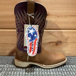 Ariat Tan and Purple Western Boots